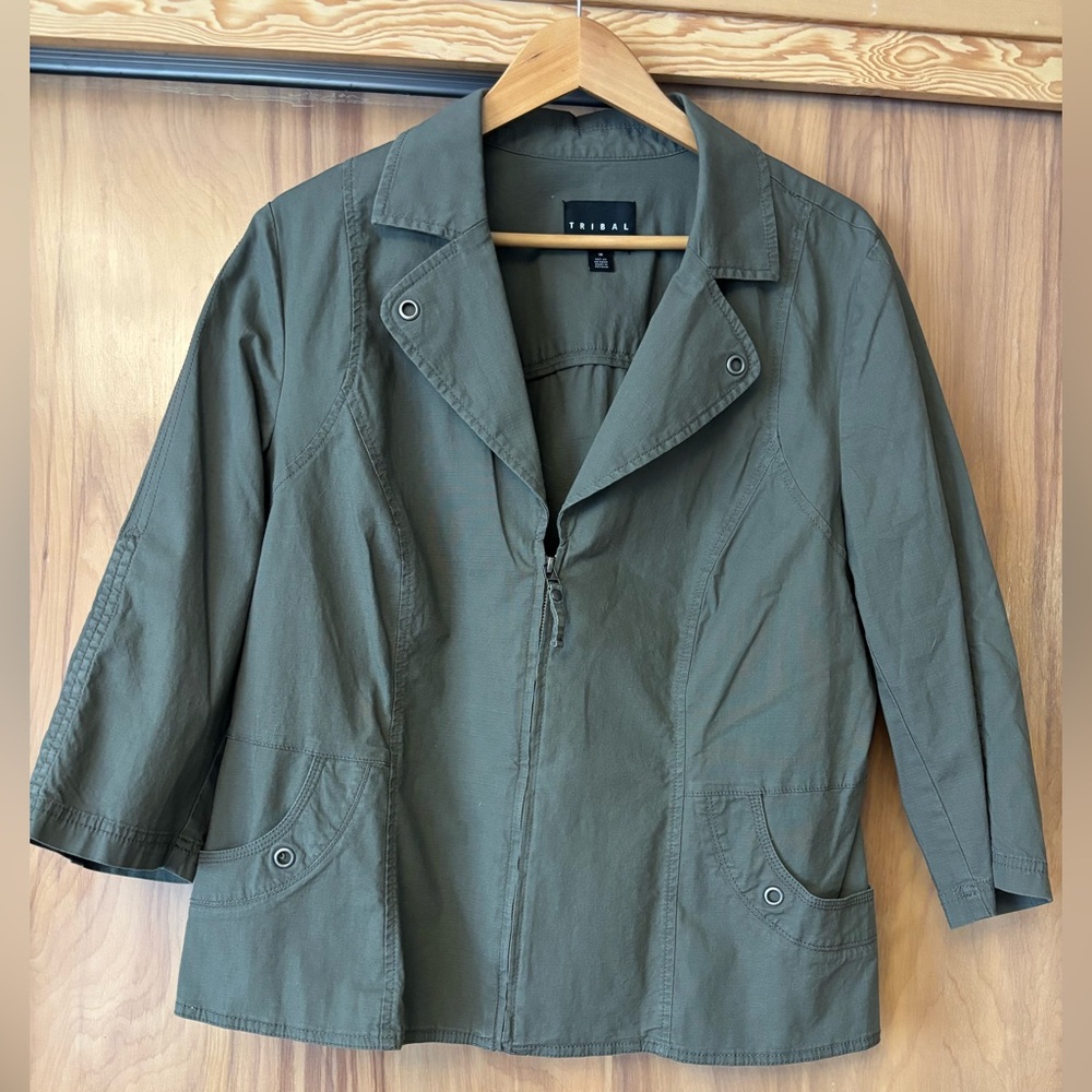 Olive Green Jacket with Pockets, Cargo Jacket, utility jacket, Fall Cotton coat